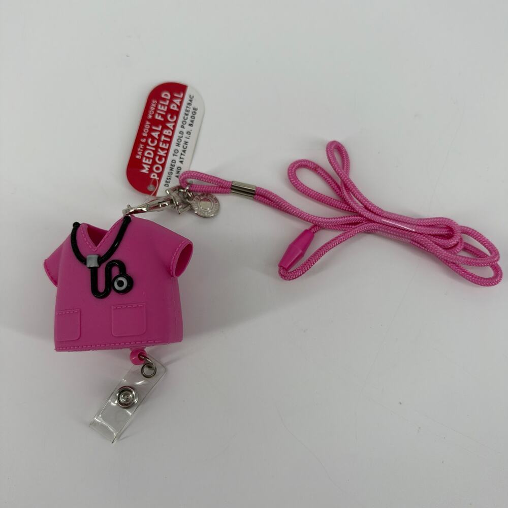 Bath & Body Works Medical Field Pocketbac Pal Holder Lanyard ID Pink Scrubs NEW